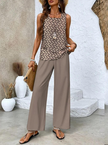 The Averie Set — Layered Top & Wide-Leg Trousers