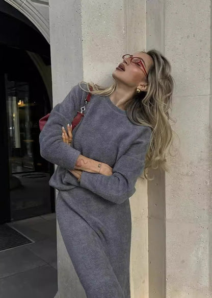 Luxe Cozy Knit Sweater & Fishtail Skirt Set