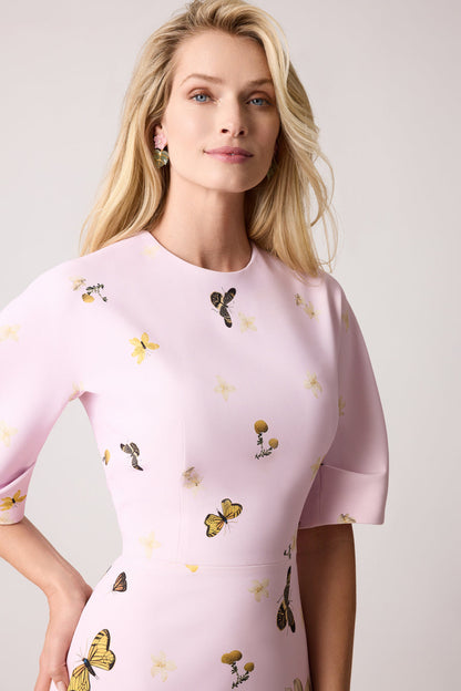 Rosalind Butterfly Printed Short Sleeves Mini Dress