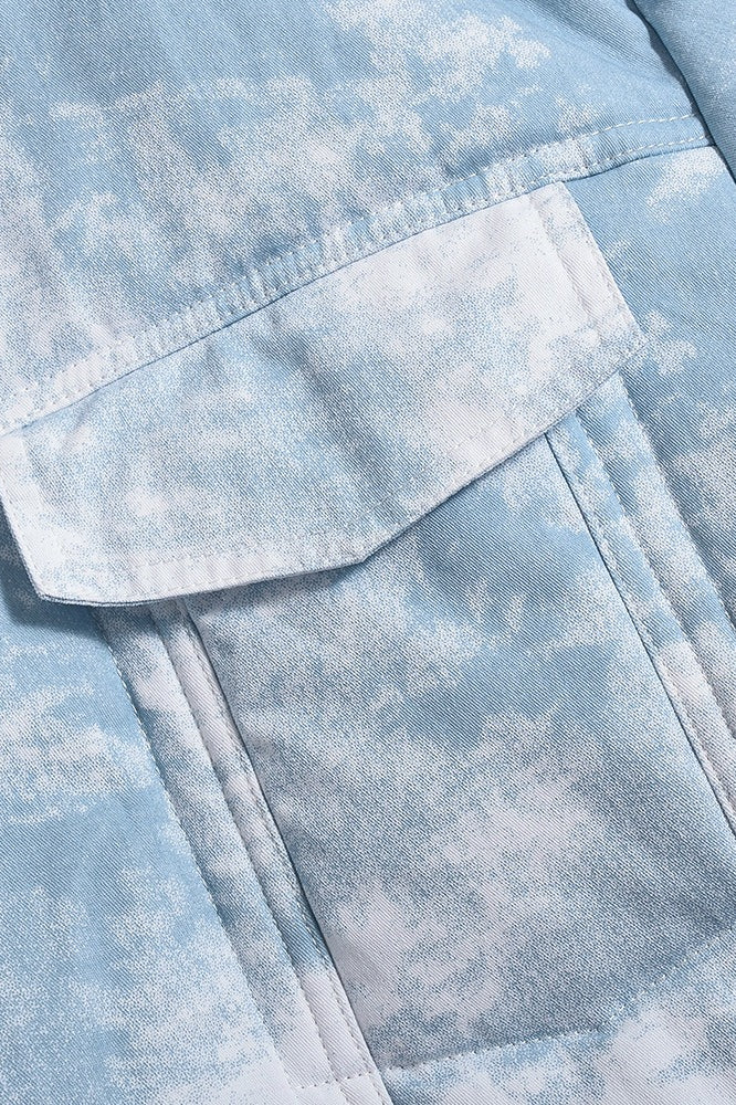 Printed Color Block Crop Quilted Puffer Jacket