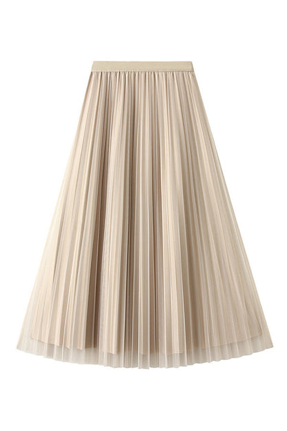 Reversible pleated a-line gauze skirt