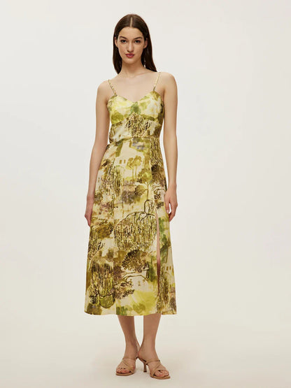 Floral Print Spaghetti Strap Bustier Dress