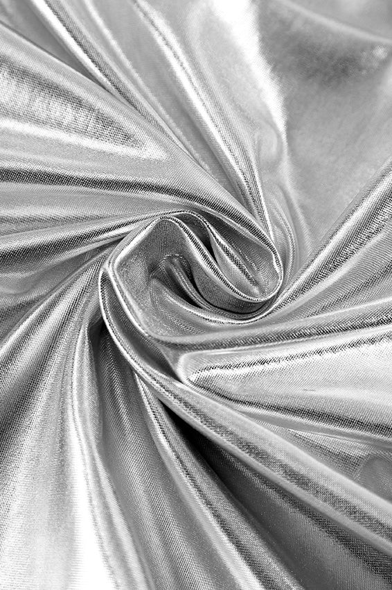 Silver High-Waisted Slit Bodycon Skirt