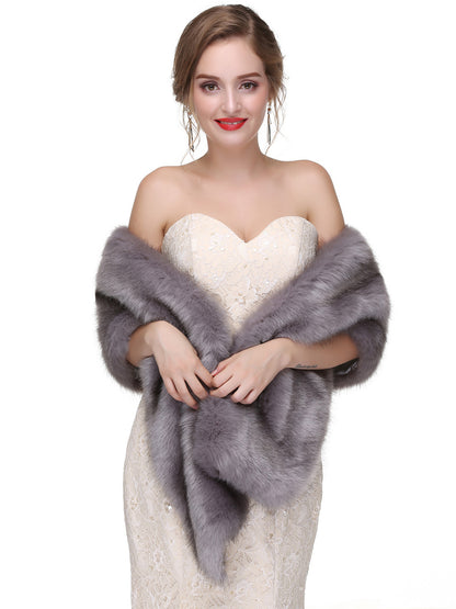 Faux Fur Wedding Wrap Shawl Bridal Winter Warm Cover Ups