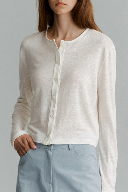 Solid Color Buttoned Knit Cardigan