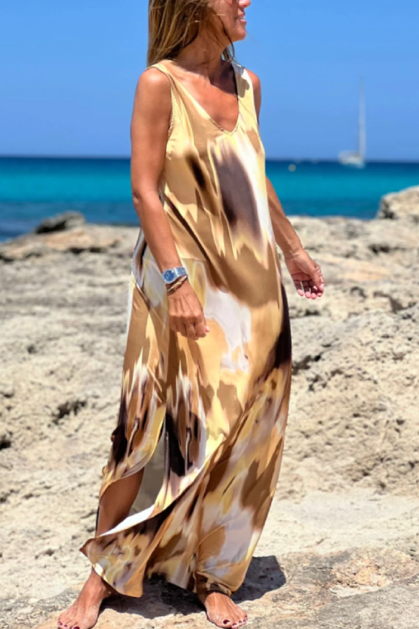 Multicolor Printed Suspender Dress