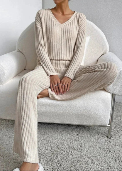 Luxe Ribbed V-Neck Loungewear Set