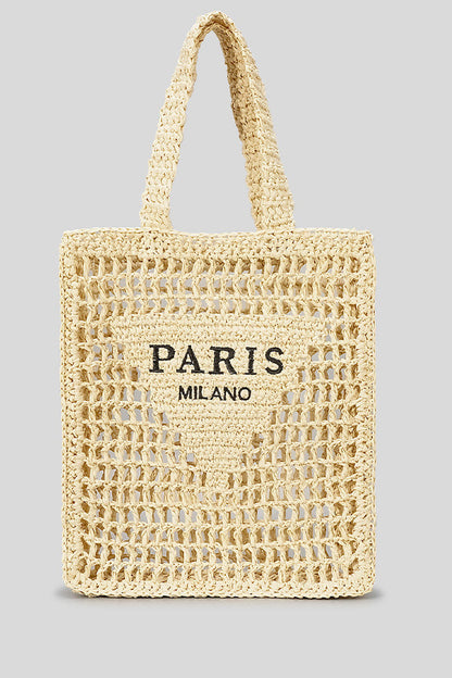 Letter Hollow Woven Beach Bag