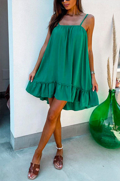 Solid Ruffle Cami Beach Dress