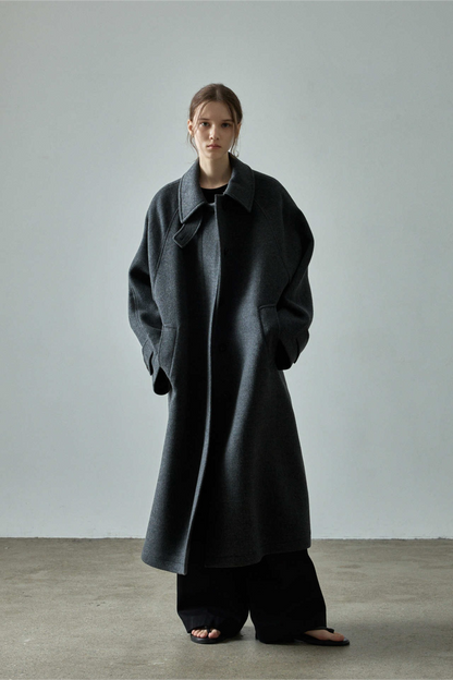 Wool Elegant Loose Extended Long Overcoat