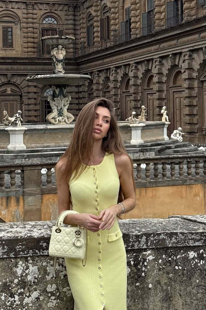 Slim Fit Button Knit Maxi Dress