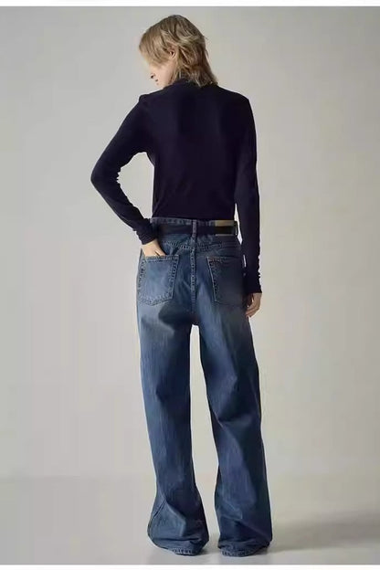 High Waist Black Wide Leg Jean