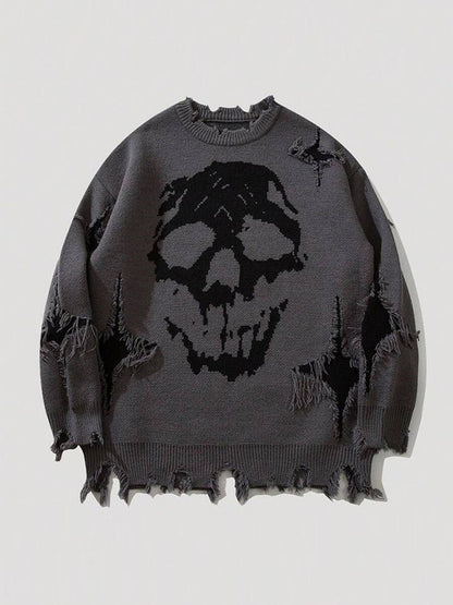 Street Skull Print Oversized Sweaters