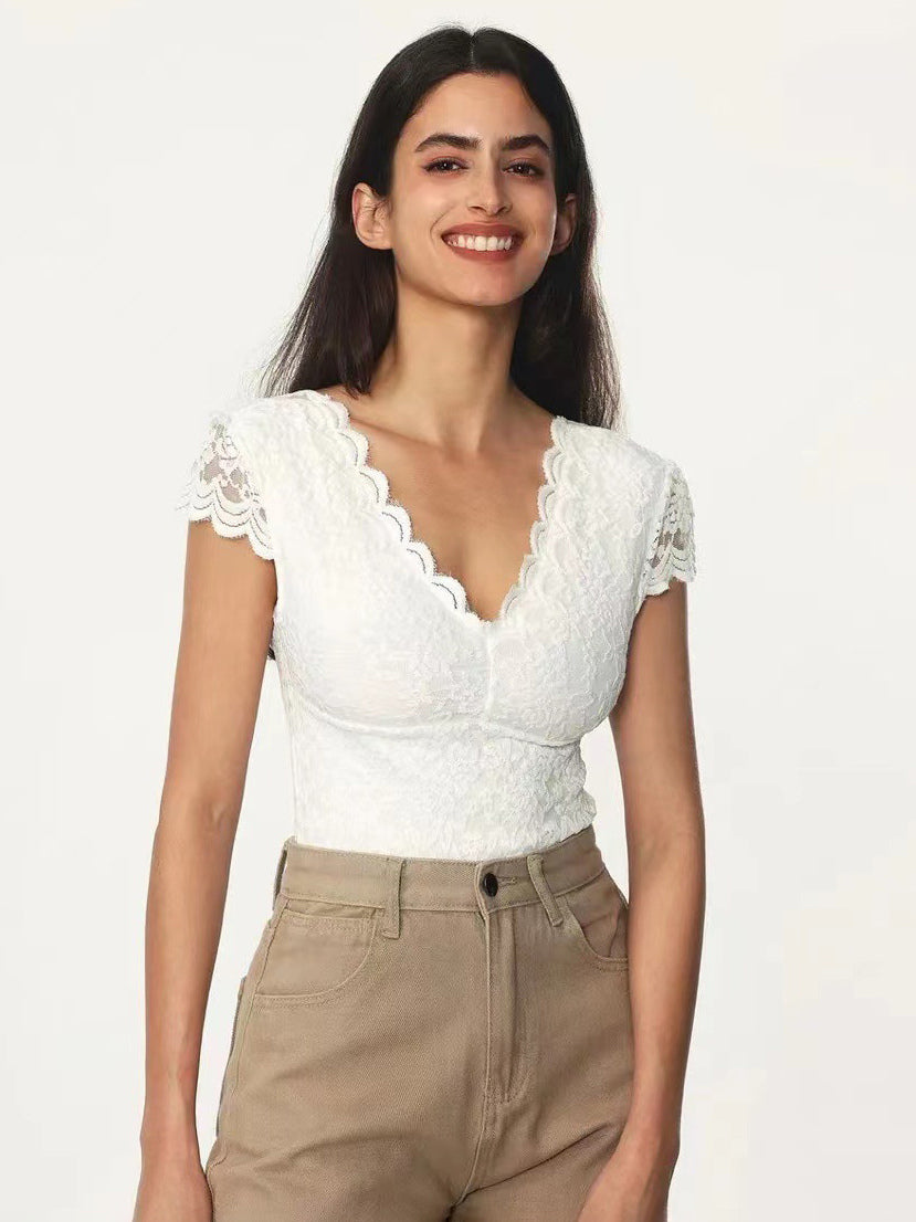 Bodysuit White Lace Tops For Women
