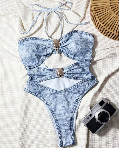 Halter Twist Bodysuit Set