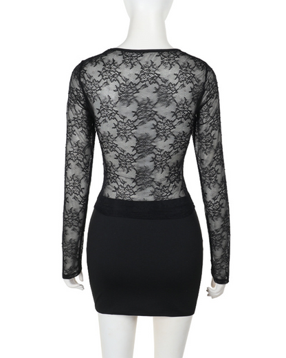 Elegant Slim Lace Top Skirt Set
