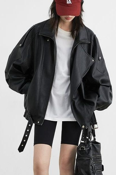 Oversized Moto Leather Jacket