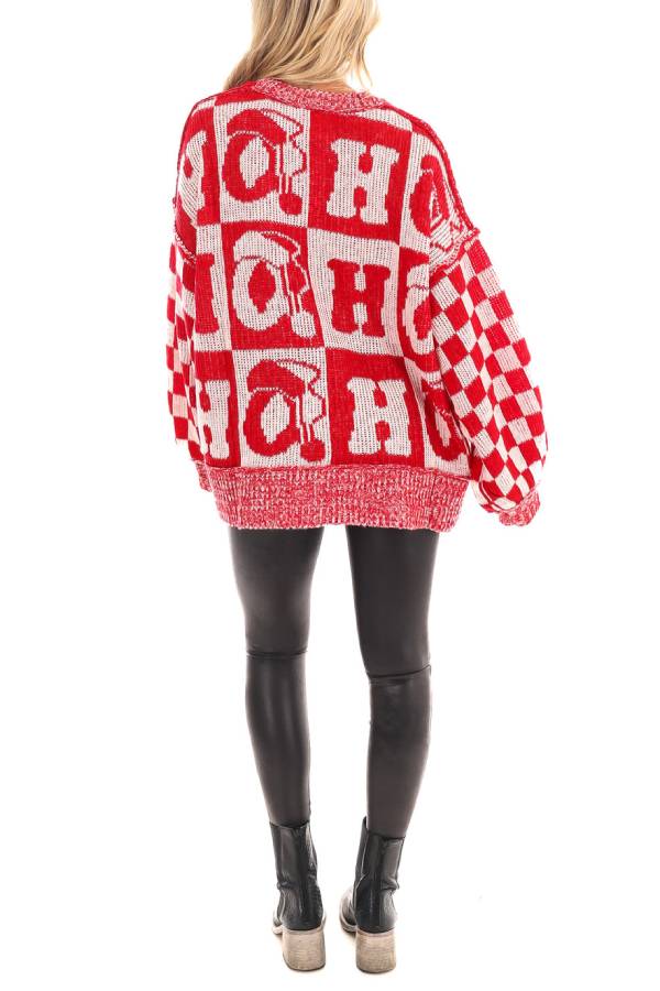 Christmas Letters Round Neck Long Sleeve Loose Knitted Sweater