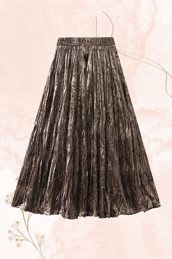 High-waisted A-line versatile mid-length slimming pleated skirt