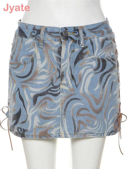Jyate Denim Corset Top & Skorts Set