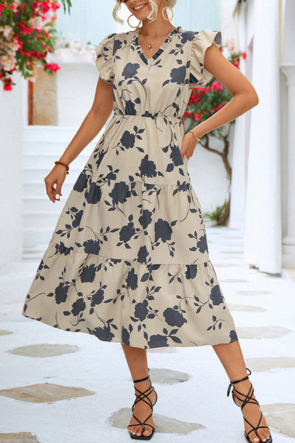 Like A Dream Ruffle Floral Midi Dress