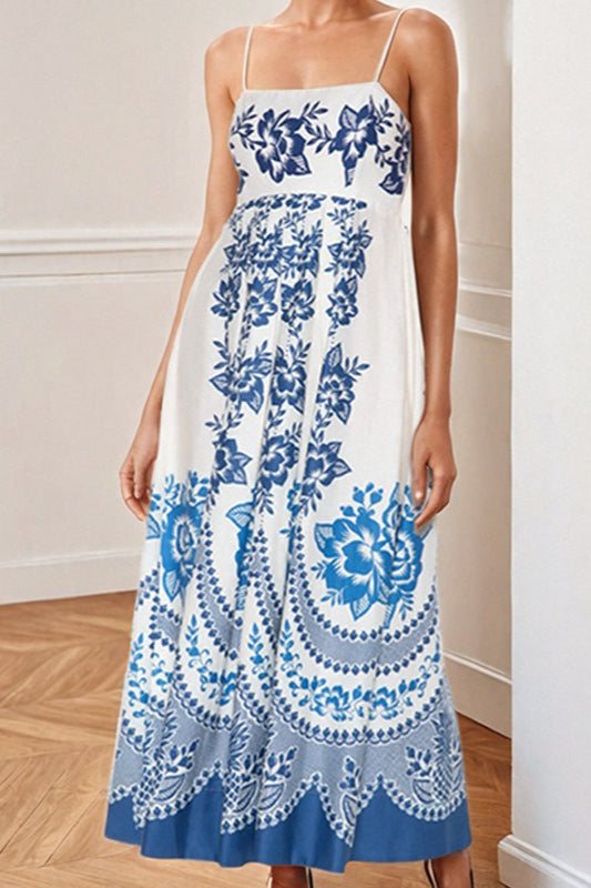 Chic Floral Print High-Waist  Maxi Dress