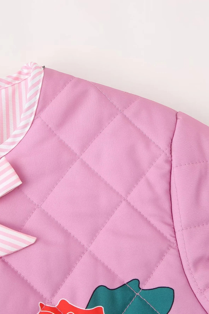 Rose Print Bow Quilted Jacket