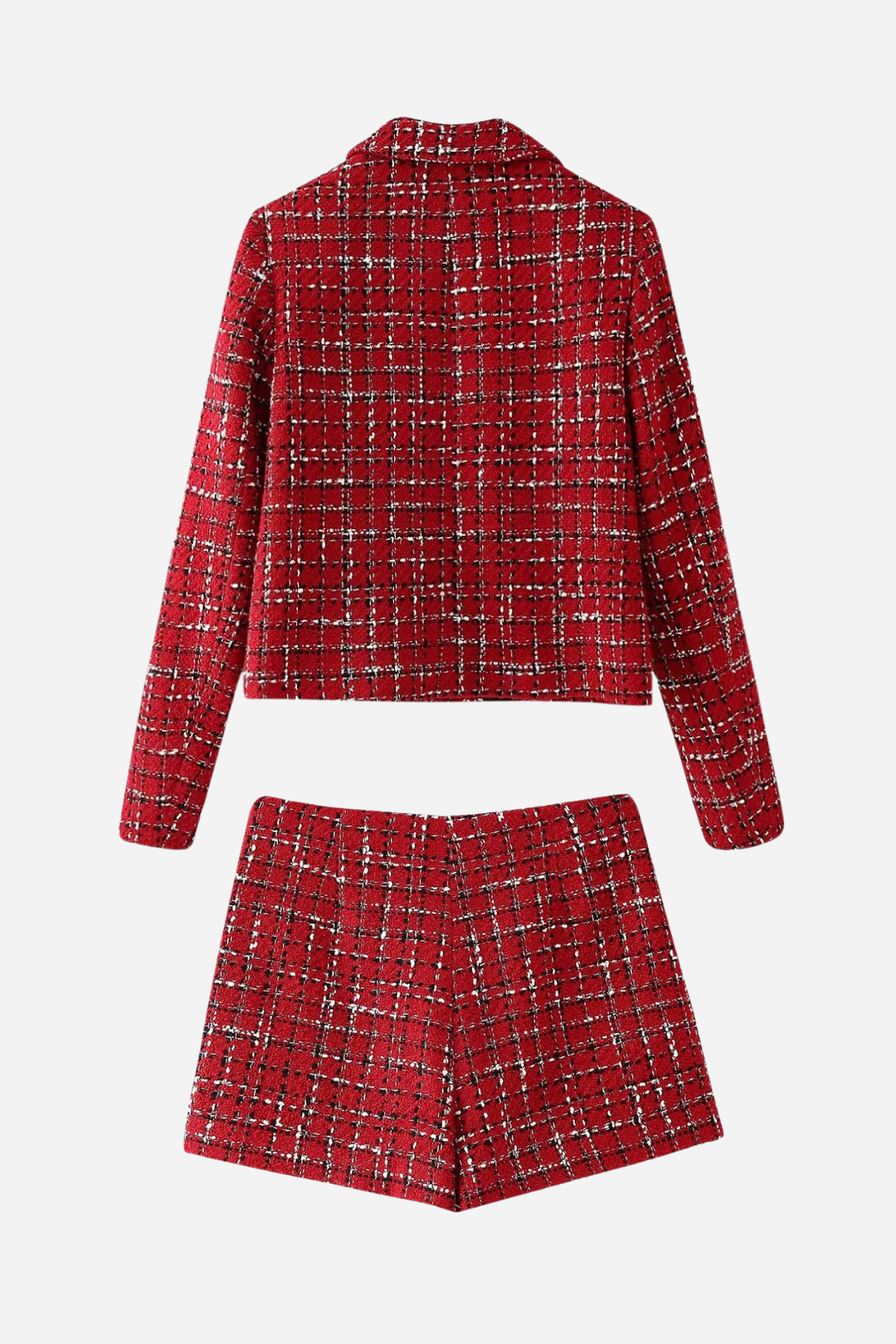 Lapel Textured Jacket Tweed Set