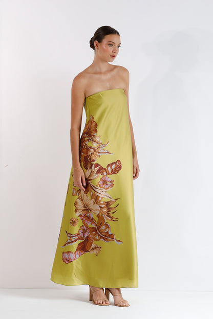 Xenia Floral Printed Strapless Maxi Dress