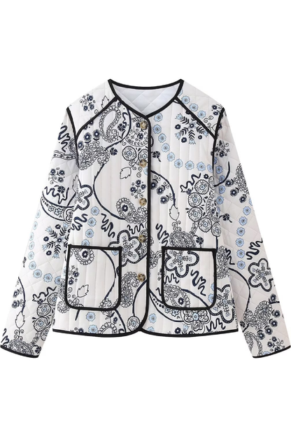 Printed Casual Quilted Cotton Jacket