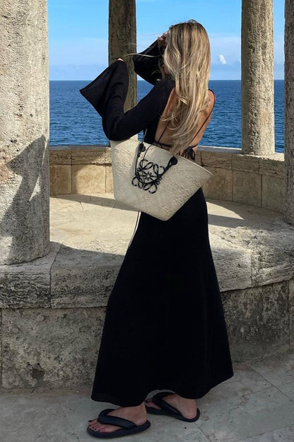 Backless Knit Bodycon Maxi Dress