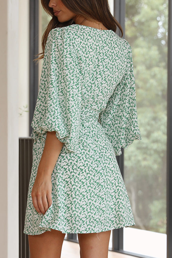 Sage Floral Mini Dress