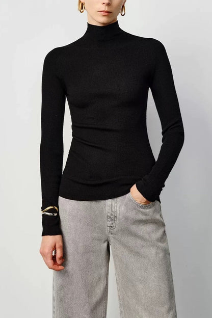 Seamless Merino Mock Neck Washable Knit Base Layer