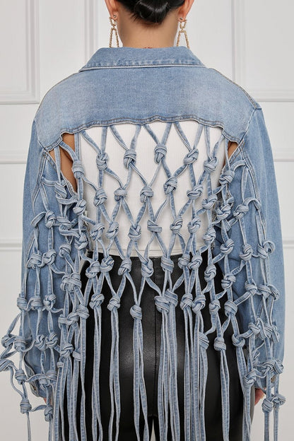 Blue Washed Denim Oversized Jacket