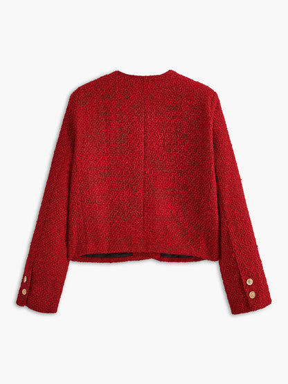 Elegant Button Tweed Jacket