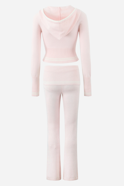Striped Knitted Hoodie Set