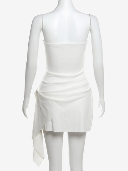 Party Dresses White Strapless Sleeveless Semi Formal Dress