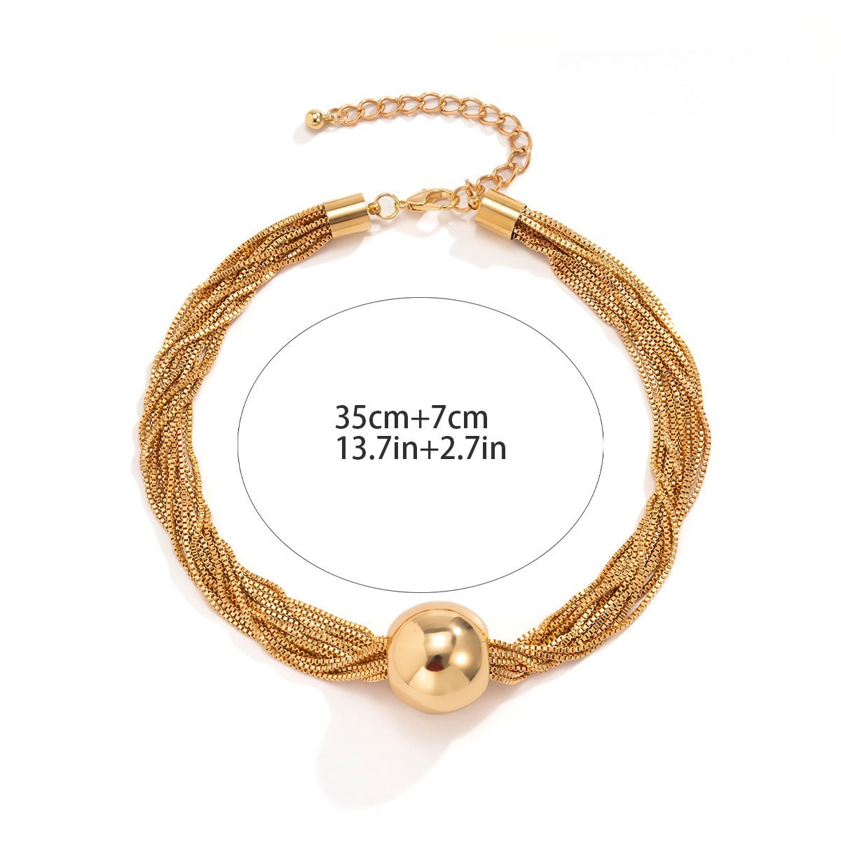 Bold Bead Pendant Choker Layered Necklace