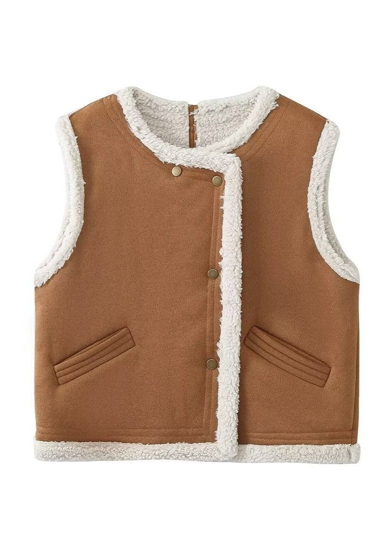 Cozy Lamb Wool Trim Vest