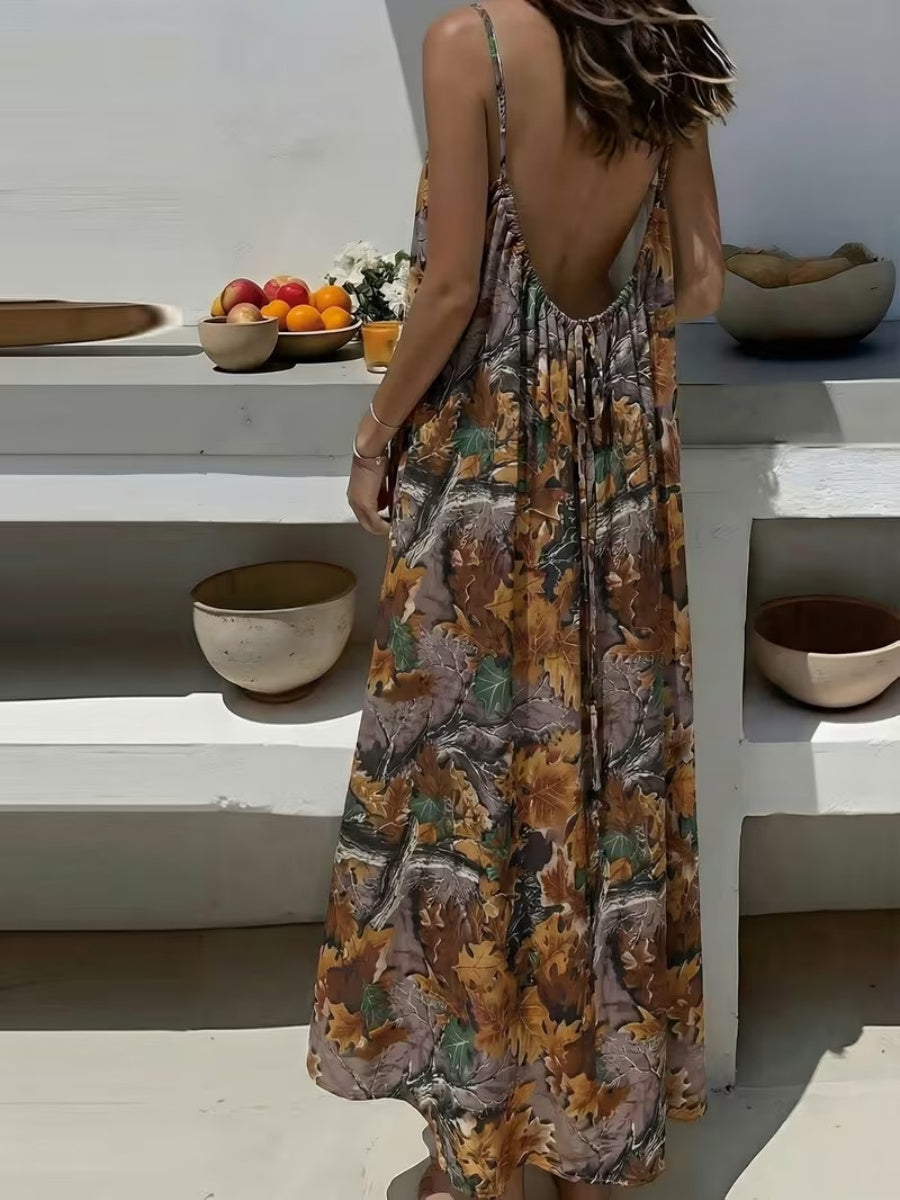 Vacation Halter-neck Backless Loose Long Dress