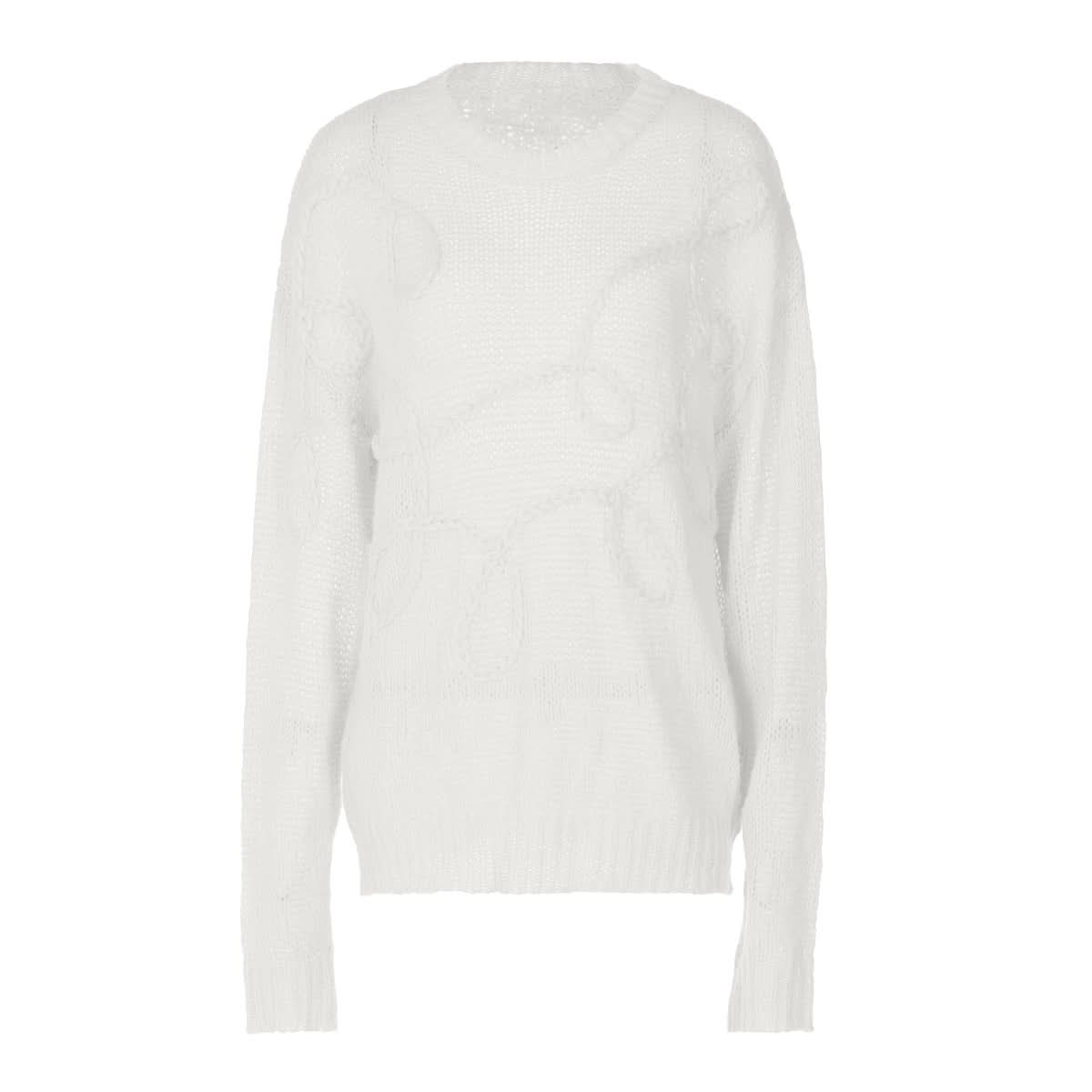Crewneck long sleeve knitted abstract pattern top