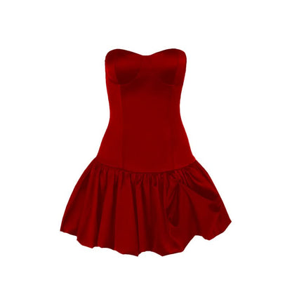 Sweetheart neck backless solid tube mini dress