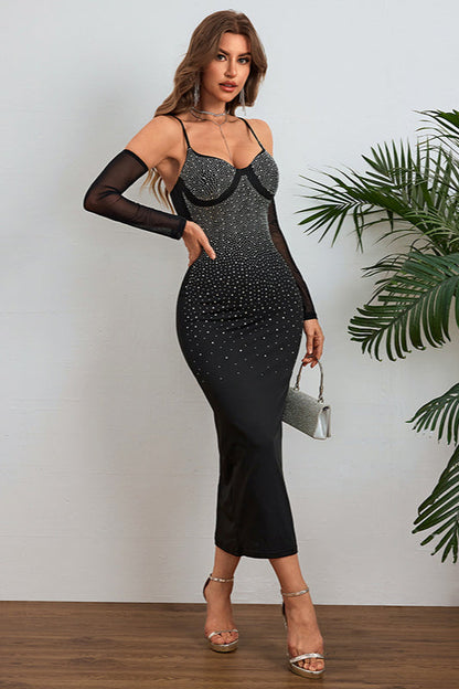 Cami Rhinestone Sleeve Bodycon Party Dress