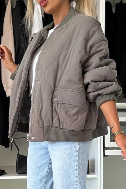 Casual Solid Button Padded Coat