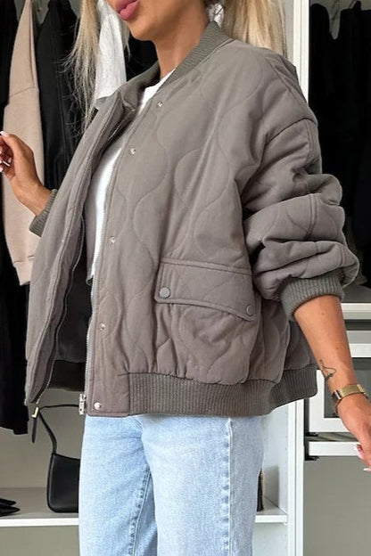 Casual Solid Button Padded Coat