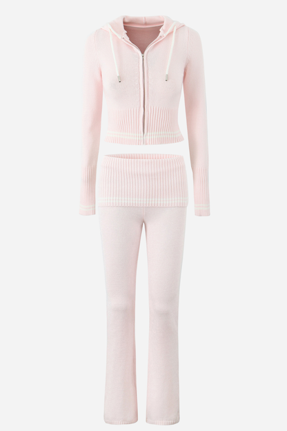 Striped Knitted Hoodie Set