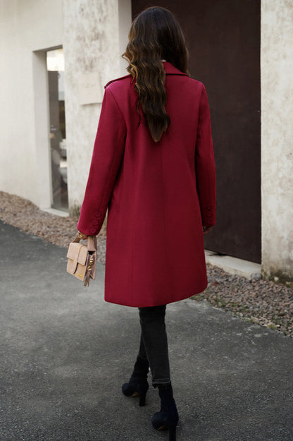 Wool Blend Solid Longline Coat