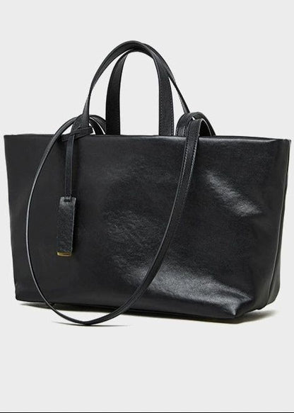 Corvina - Structured Leather Tote with Crossbody Strap