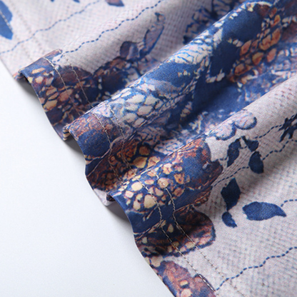 U neck lace up ribbon print cami maxi dress