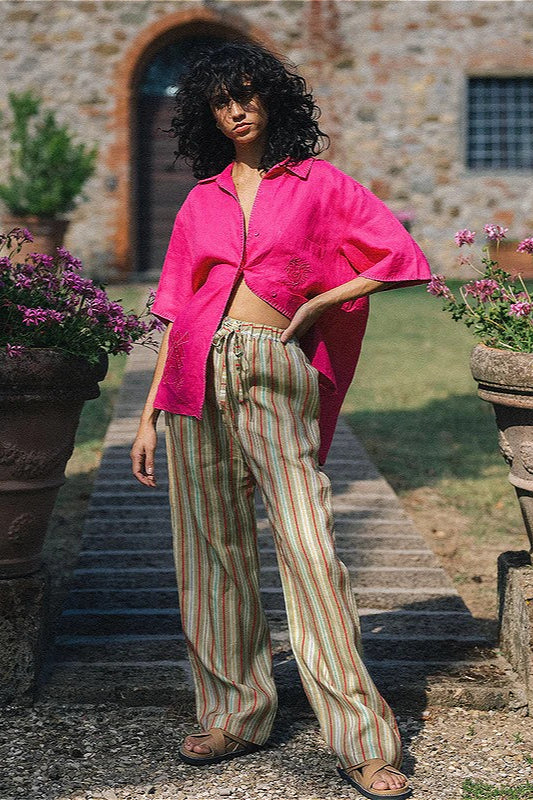 Loose Fit Striped Casual Pants